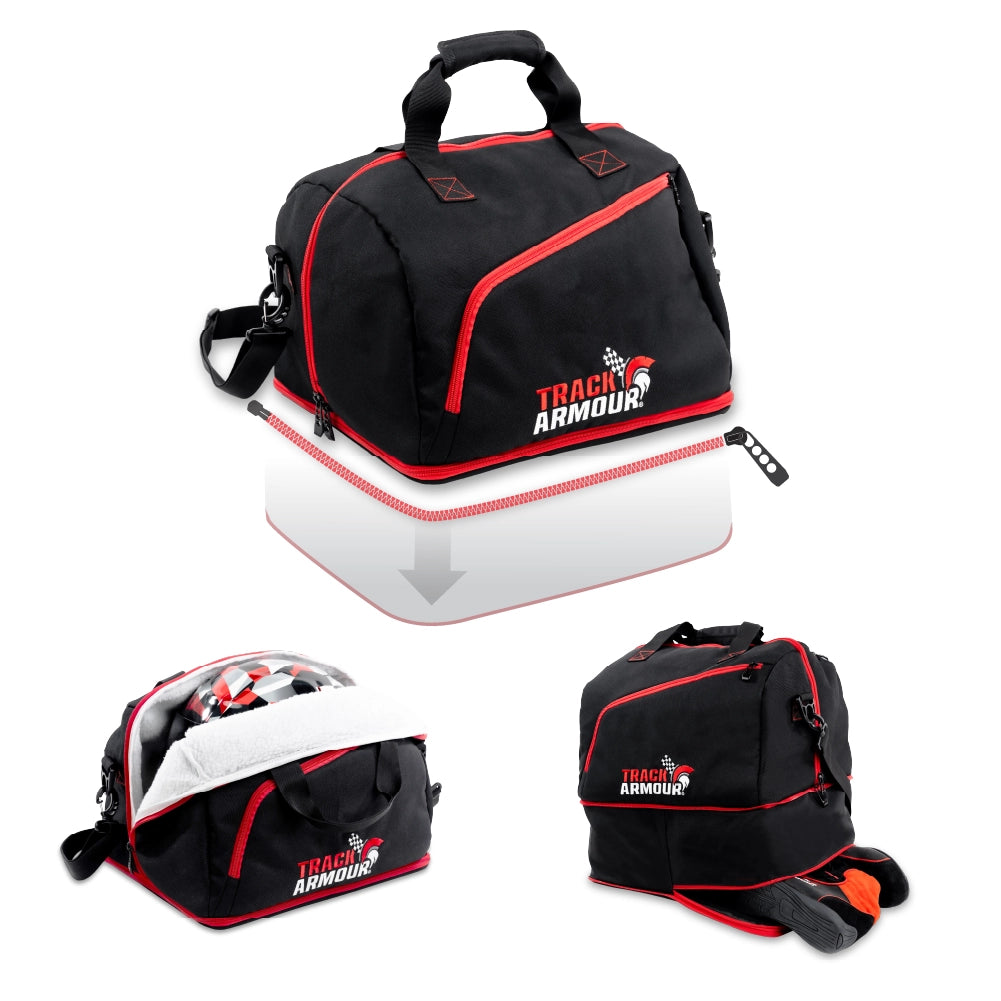 fulmer motorcycle helmet bag Track ARMOUR Helmet Bag With Extendable Shoe Compartment For Track Day, Auto Racing, Motorcycles & Auto Cross, Fleece Lined